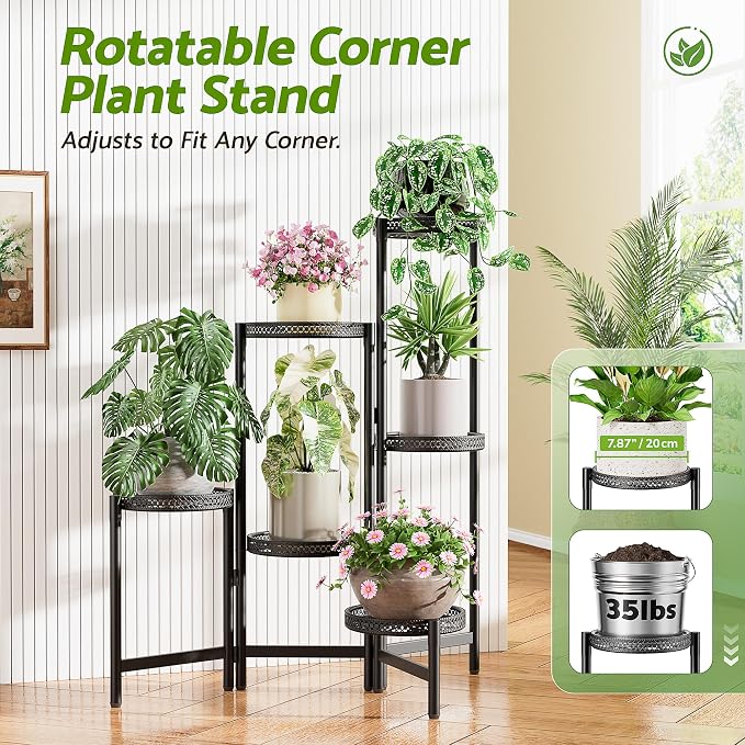 Metal Plant Stand Indoor Outdoor, 6 Tier Tall Flower Pot Holder Potted Display - Image 3