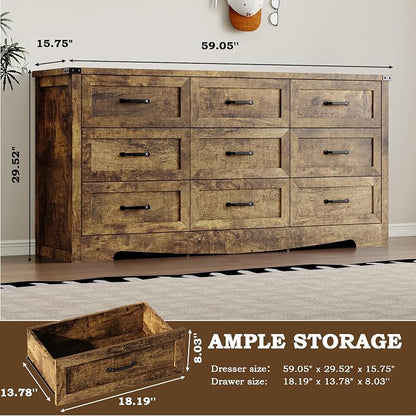 9-Drawer Dresser for Bedroom, Modern Wooden Chest of Drawers - Image 2