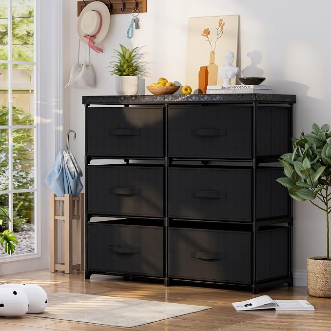 GcdPai Dresser with 6 Fabric Larger Drawer Stand Desktop Sturdy Metal Plastic by Unknown