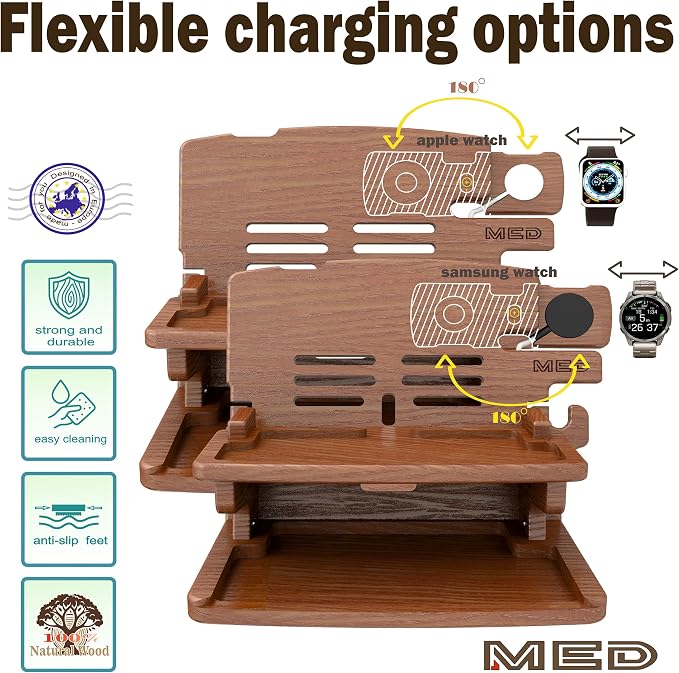 MED Wood Phone Docking Station – Nightstand Desk Organizer - Image 6