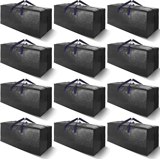 12 Pack Heavy Duty Extra Large Moving Bags W/Backpack Straps by VELVETSURE