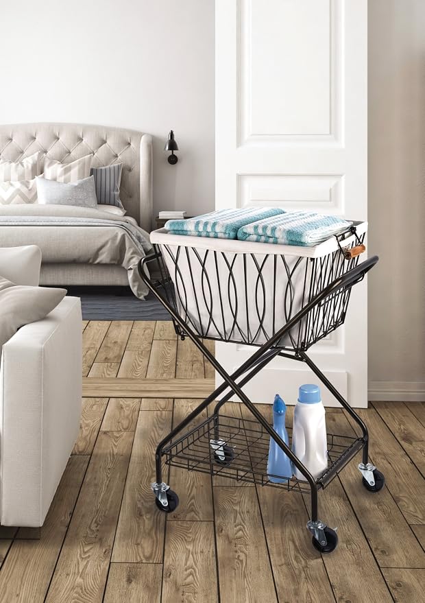 Artesa Verona Collapsible Metal Laundry Cart - Image 2