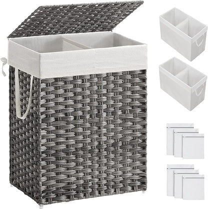 SONGMICS Laundry Hamper with Lid, 90L Clothes Hamper with 2 Removable Liner Bags by SONGMICSbySONGMICSHOME