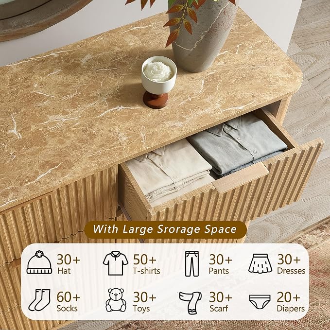 win2win 6 Drawer Dresser, Mid Century Modern Dresser - Image 5