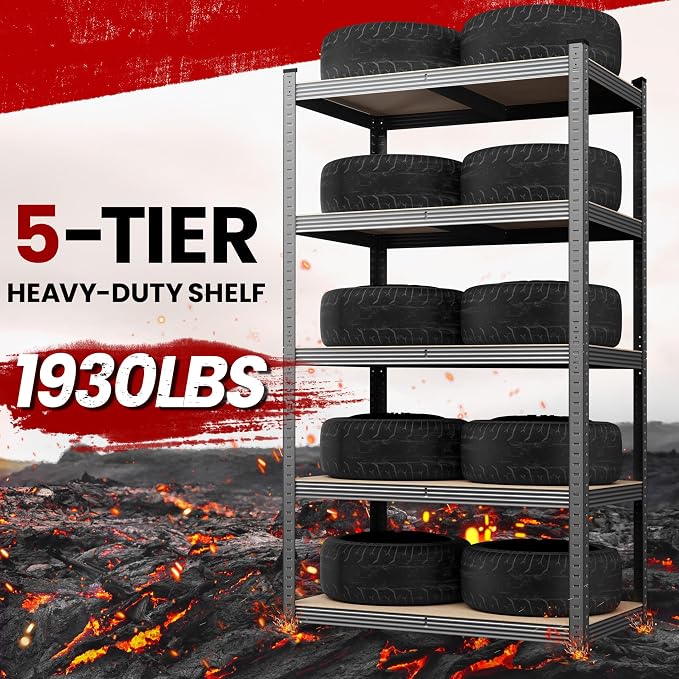Yaheetech 5-Tier Heavy Duty Storage Shelves 35.5"W x 16"D x 71"H Dark Gray | - Image 5