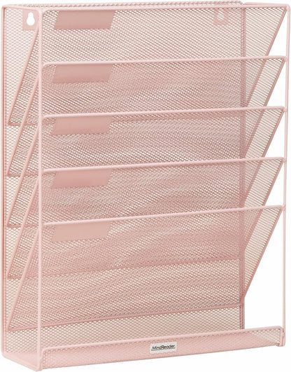 Mind Reader 5-Pocket Vertical File Storage, Desktop Organizer, Wall Mount by MindReader