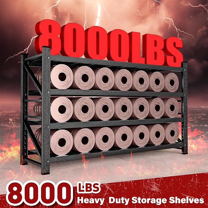 8000LBS Heavy Duty Garage Shelving Units, Metal Garage Shelves, Large Storage - Image 3