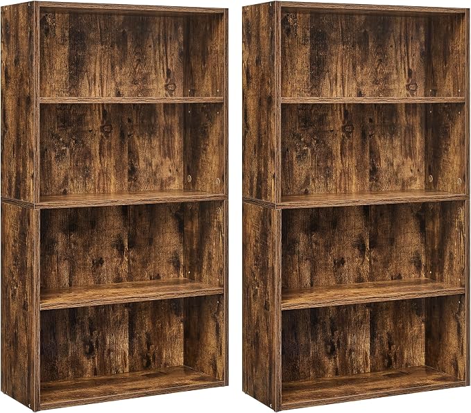 VASAGLE Set of 2 Bookshelves, 23.6 Inches Wide, 4-Tier Open Bookcases by VASAGLEbySONGMICSHOME