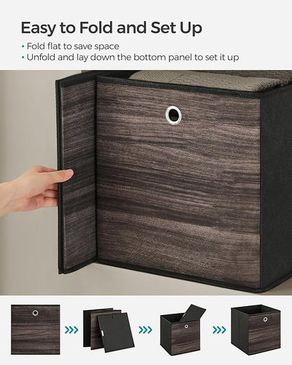 SONGMICS Storage Cubes, Foldable Fabric Storage Bins, Chestnut Brown, URFB133K01 - Image 3