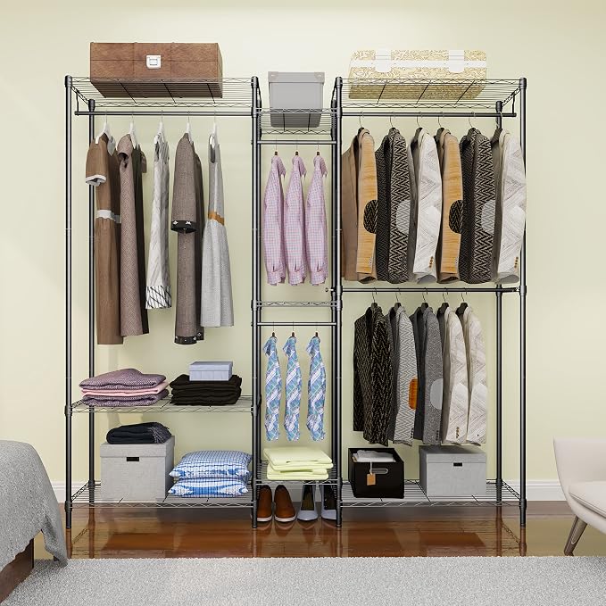 6 Tiers Heavy Duty Clothes Shelf, Metal Garment Rack, Adjustable Garment Rack - Image 3