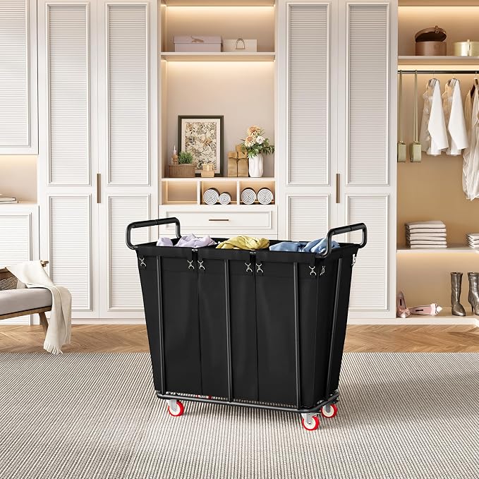 Large laundry hamper with Wheels, 360L 3 Bag Big Rolling Laundry Hamper Sorter - Image 7
