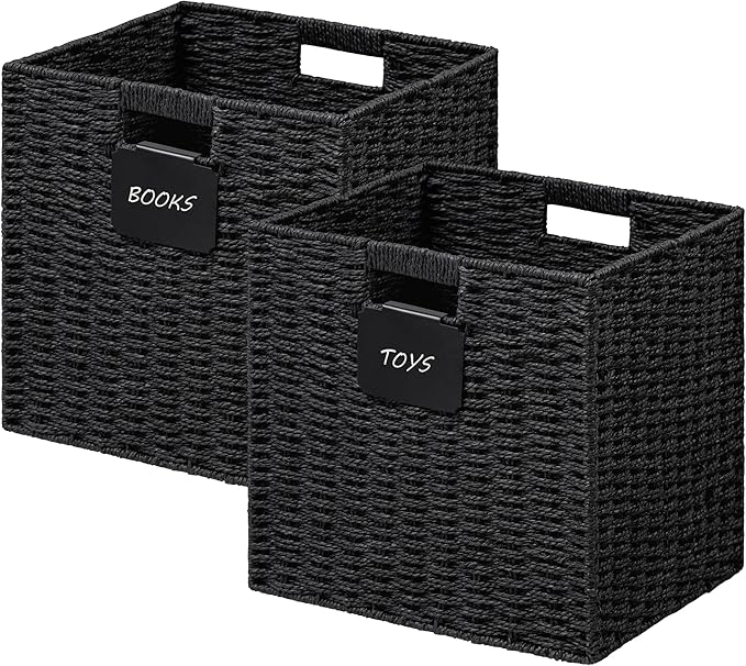 UBBCARE 2 Pack Wicker Basket, 12×12 Storage Cubes by UBBCARE