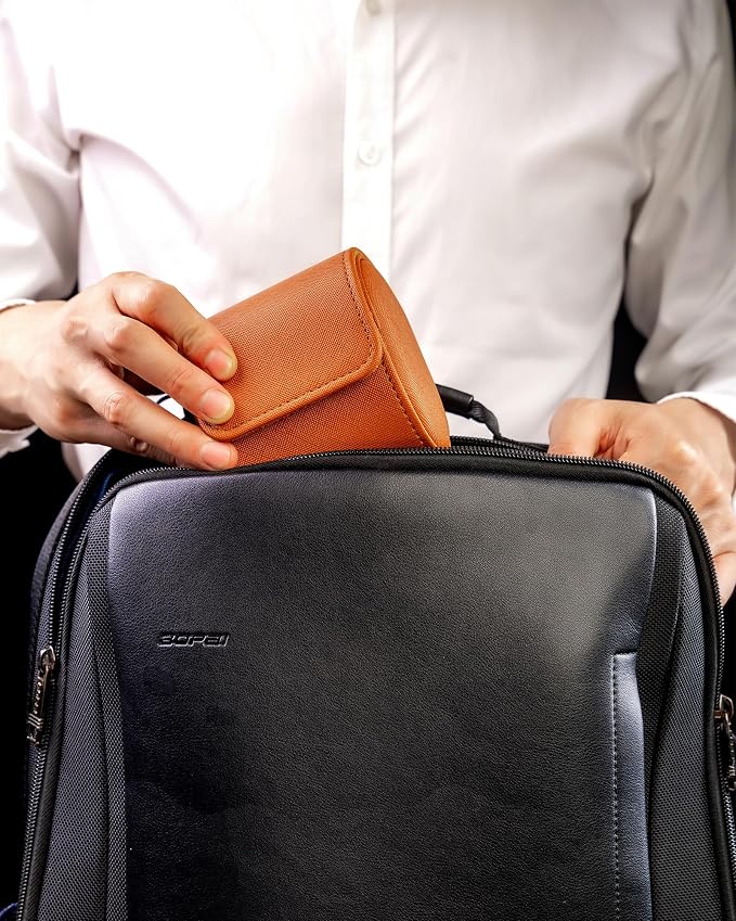 MR.OKAY Single Watch Travel Case -Classic Leather Watch Case - Image 3