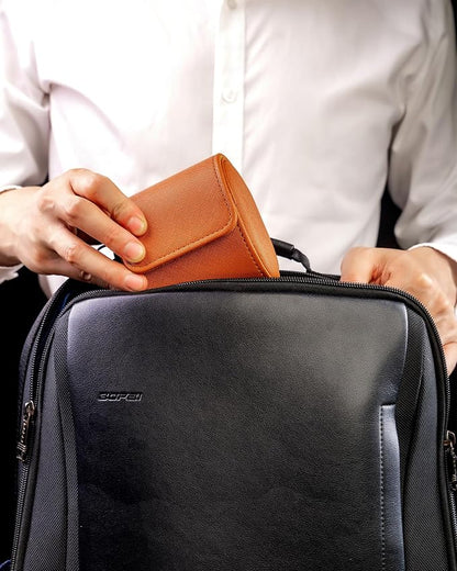 MR.OKAY Single Watch Travel Case -Classic Leather Watch Case - Image 3