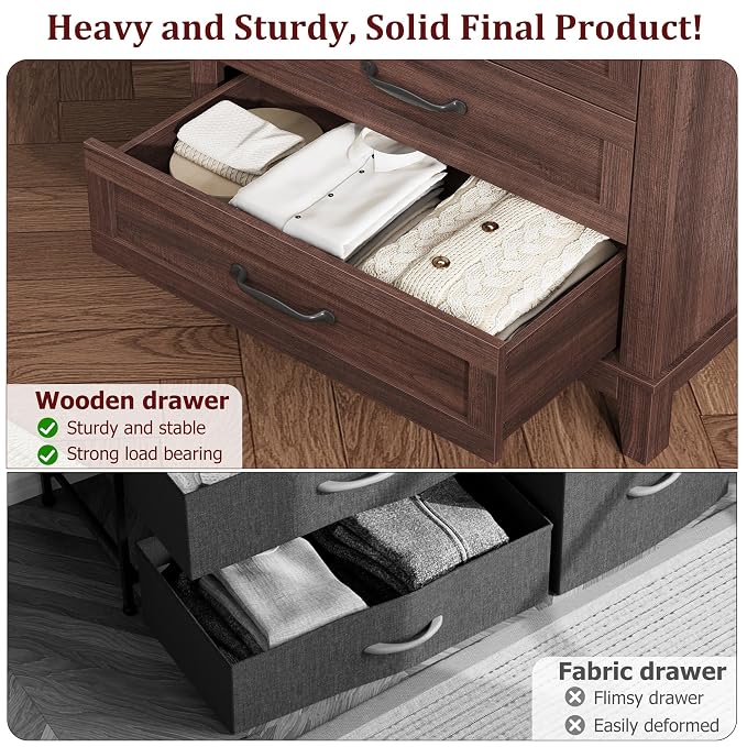 GarveeHome 5 Dresser for Bedroom, 41.3 in Tall Vertical Drawer Dresser - Image 5