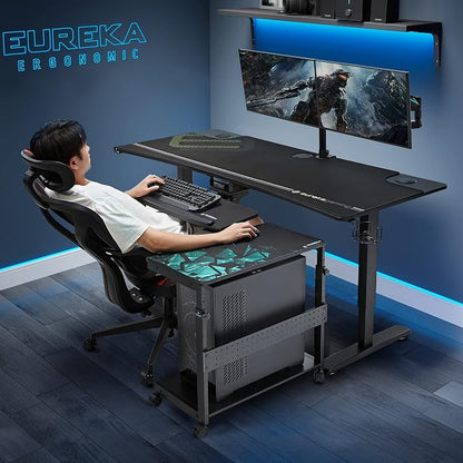EUREKA ERGONOMIC PC Stand Computer Cart, Height Adjustable Tower Stand 2-Tier - Image 2