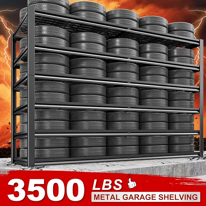 REIBII 3500LBS Garage Shelving, Adjustable Storage Shelves Heavy Duty, 6 Tier - Image 4