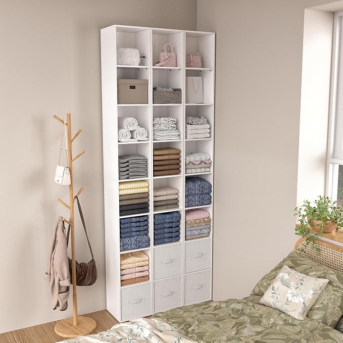 8-Cube Storage Organizer Bookcase, Tall Narrow Bookshelf - Image 6