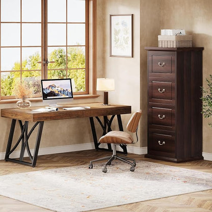 Tribesigns 4-Drawer File Filing Cabinet, Vertical Office File Cabinet, Walnut | - Image 7