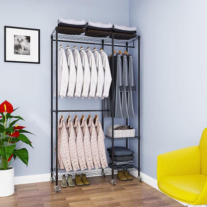 Portable Closets Heavy Duty Garment Rack Adjustable Rolling Clothes Rack - Image 3