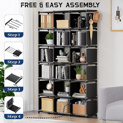 Mavivegue Bookcase, 18-Cube Extra Large Book Shelf, DIY Cube Storage Organizer - Image 10