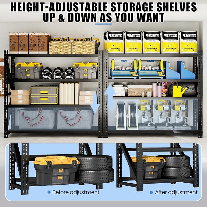 Heavy Duty Garage Storage Shelves 5000LBS Capacity, 4-Tier Large Industrial - Image 5