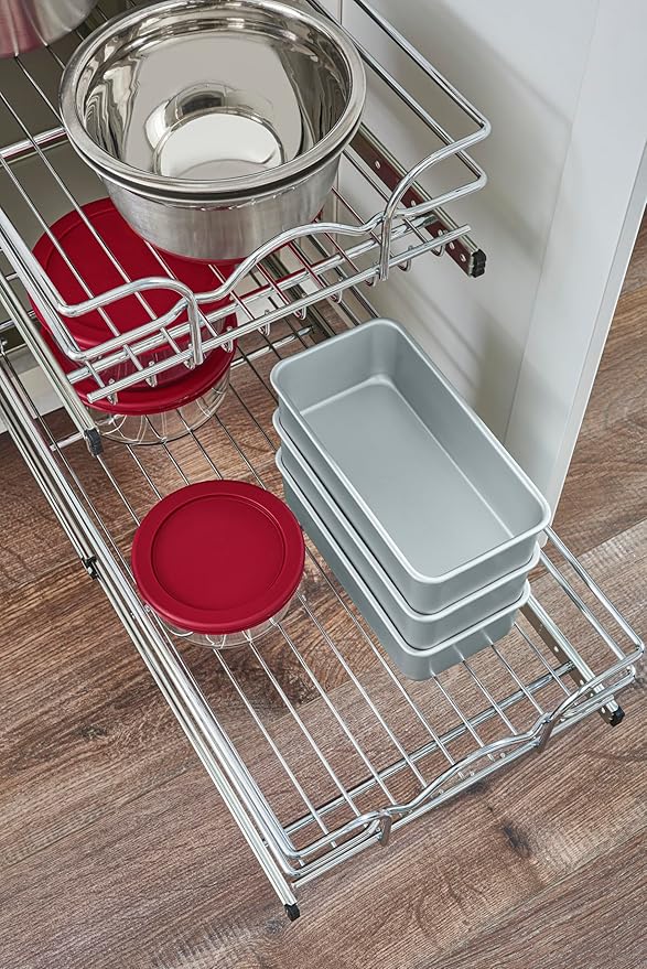 Rev-A-Shelf 2-Tier Kitchen Cabinet Pullout Shelf and Drawer Organizer Slide Out - Image 3