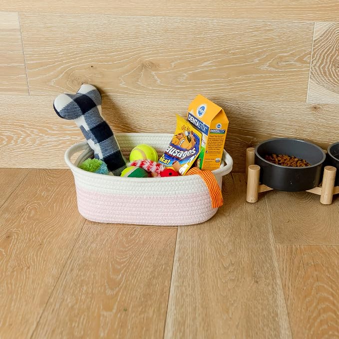 NaturalCozy 5-Piece Rectangle Storage Basket Set- Natural Cotton Rope Woven - Image 7