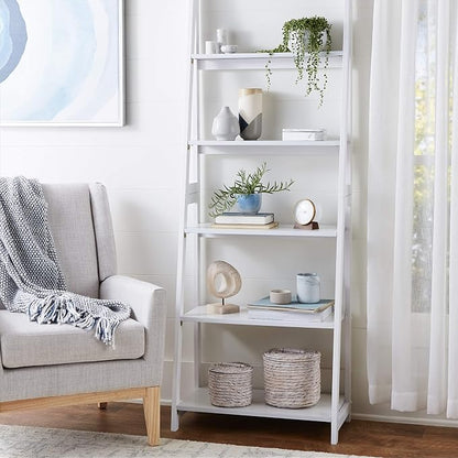 Amazon Basics Ladder Bookshelf Organizer, Solid Rubberwood Frame, 14D x 24.8W x - Image 2