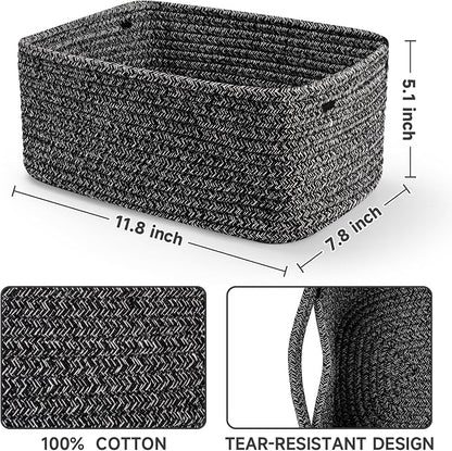 3-Pack Shelf Baskets for Organizing, Closet Organizer Bins, Small Woven Baskets - Image 2