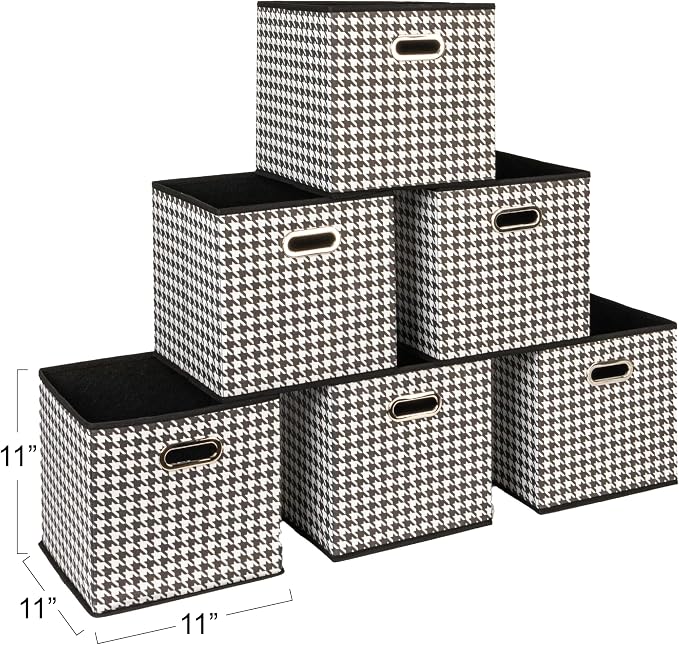 Household Essentials Foldable Fabric Storage Cubes 6-Pack – 11x11x11 Stackable - Image 2