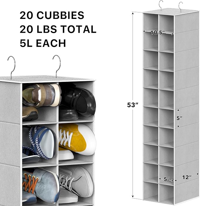 Simple Houseware 20 Section Shelves Hanging Shoes Organizer Holder - Image 3