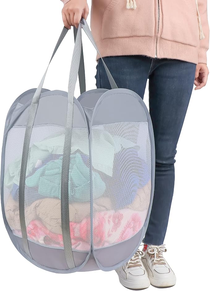 with strong handles Laundry Hamper, Tear Proof Pop Up Laundry Hampers, foldable - Image 2