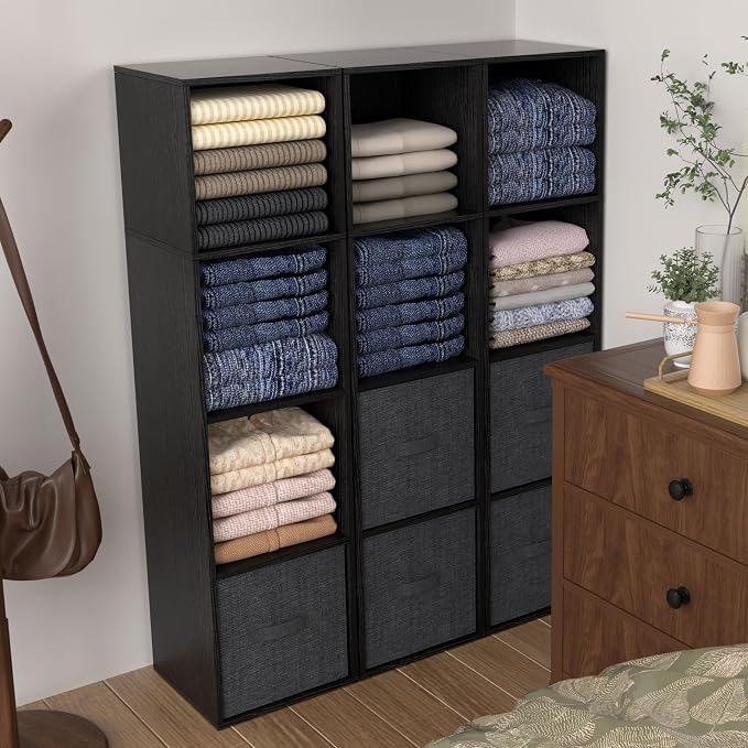 4 Cube Storage Organizer, 4 Tier Cube Low Bookcase Freestanding Storage Display - Image 8