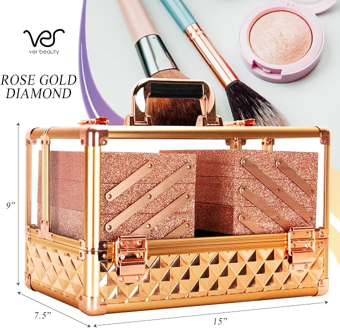 Ver Beauty Makeup Train Case 14 inch Armored Acrylic Large Portable Cosmetic - Image 3