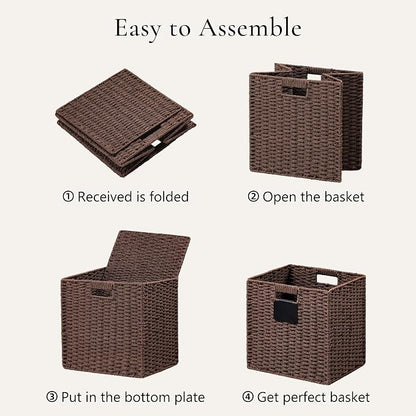 UBBCARE 4 Pack Wicker Basket, 13×13 Storage Cubes - Image 7