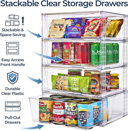 Sorbus Stackable Clear Storage Drawers, Pull-Out Organizer Bins – Large Plastic - Image 4