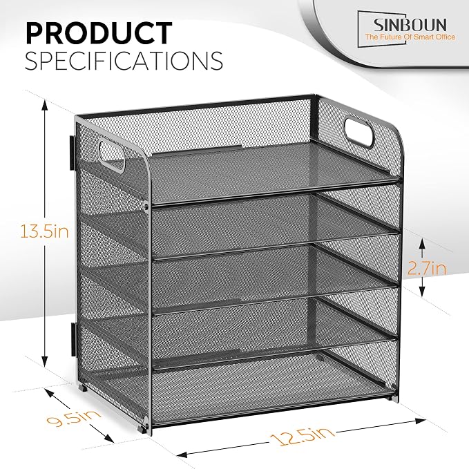 2 Pack Letter Tray 5-Tier Desk Organizer File Paper Holder - Image 2