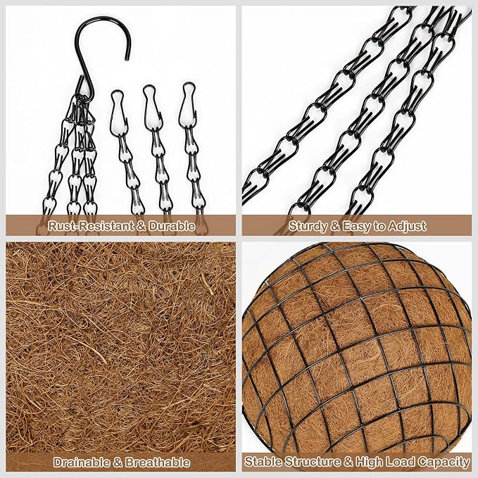 14 Inch Metal Hanging Basket - Image 3