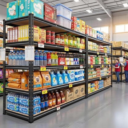 REIBII 48" W Garage Shelving 3080LBS Storage Shelves 5 Tier Industrial Shelving - Image 9