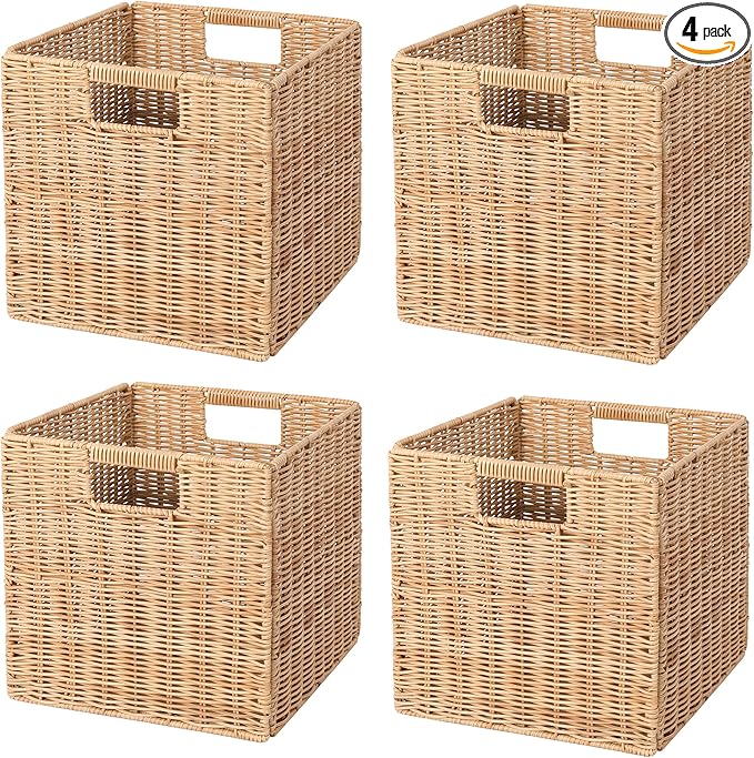 10.5 x 10.5 in Plastic Wicker Baskets by TAIMEI%26G02