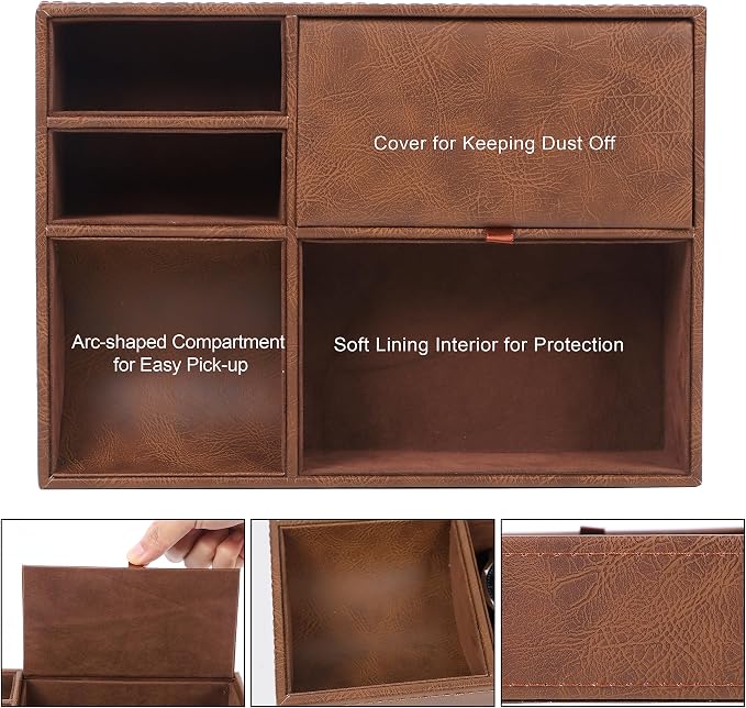 Zcaukya Men's Valet Tray, Jewelry Box Nightstand Organizer - Image 3