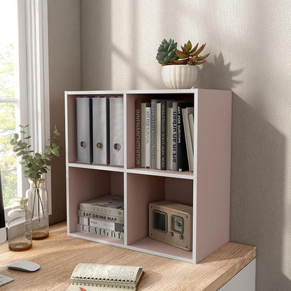 Homes: Inside + Out Apexa 4-Cube Storage Organizer Shelves, Stackable Wood - Image 12