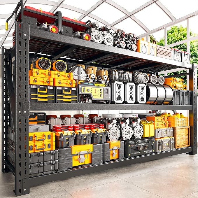 Bepatio 77" W Garage Shelving Storage Shelves, 3 Tier Metal Shelving Unit Heavy by Bepatio