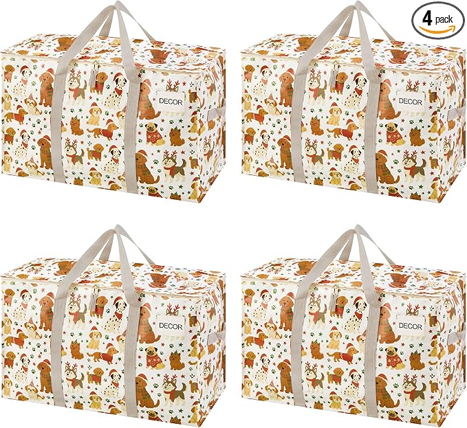 VENO 4 Pack Moving Bags and Large Christmas Storage Bins by Veno