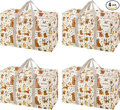 VENO 4 Pack Moving Bags and Large Christmas Storage Bins by Veno