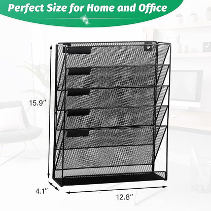 EASEPRES Desk File Organizer Mesh 6-Tier, Hanging Wall Mount Document - Image 6