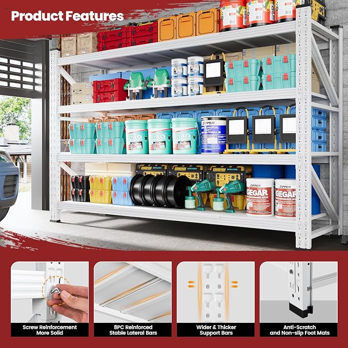 71" Wide Storage Shelves, 5000LBS Garage Shelving Heavy Duty, Standing Shelf - Image 5