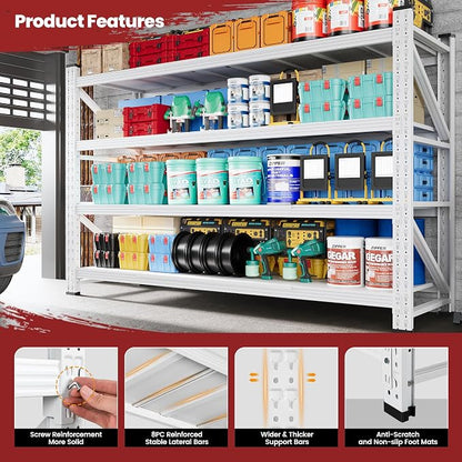 71" Wide Storage Shelves, 5000LBS Garage Shelving Heavy Duty, Standing Shelf - Image 5
