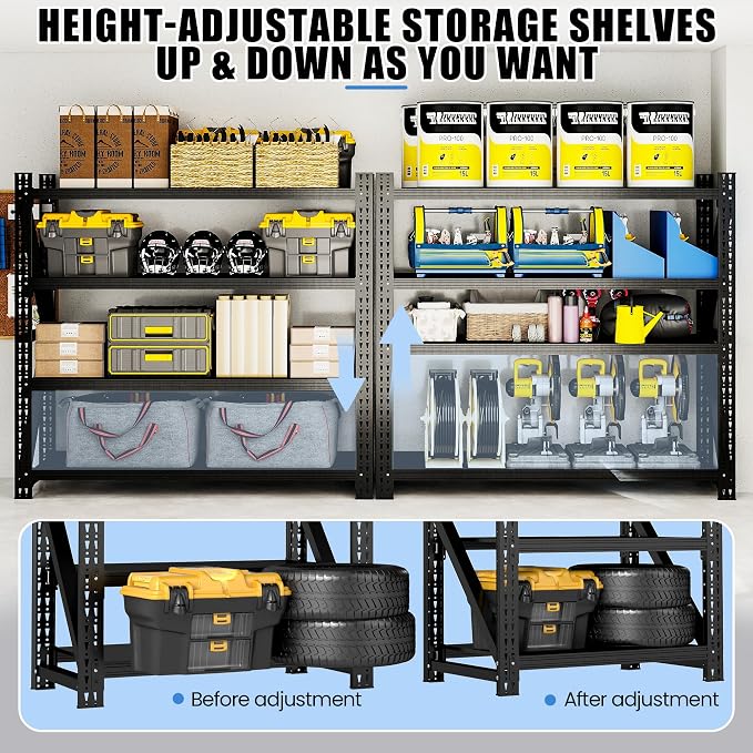 Heavy Duty Garage Storage Shelves 5000LBS Capacity, 4-Tier Large Industrial - Image 5